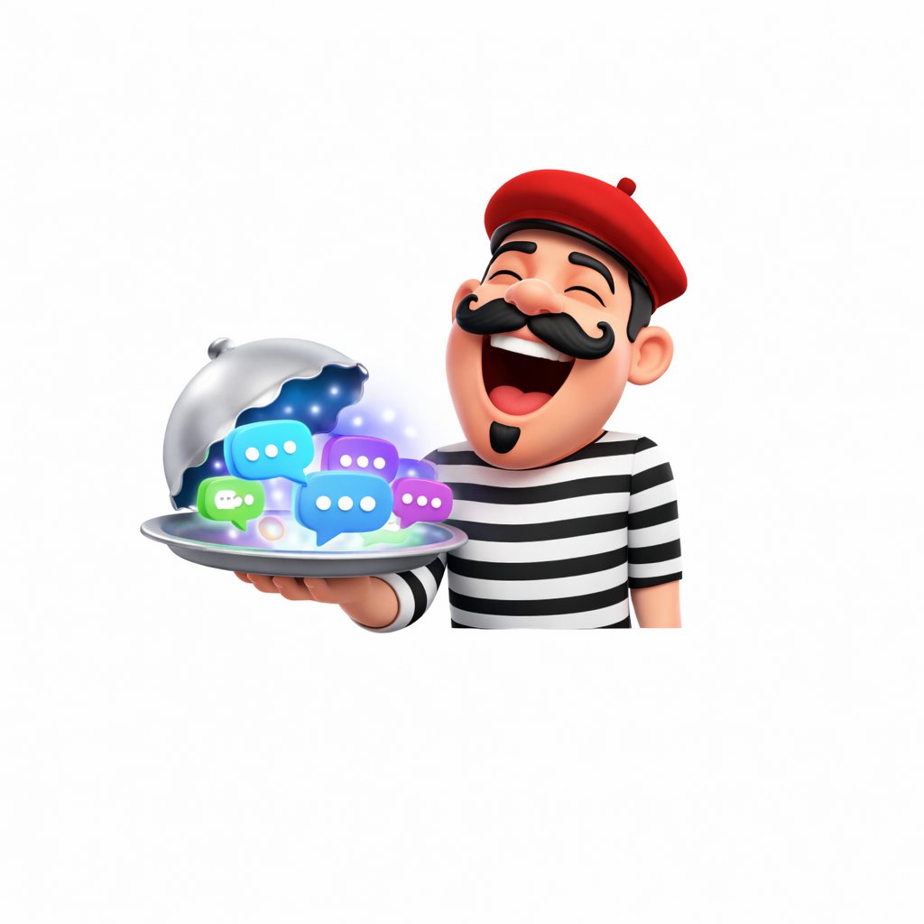 HeyGarcon mascot serving AI conversations